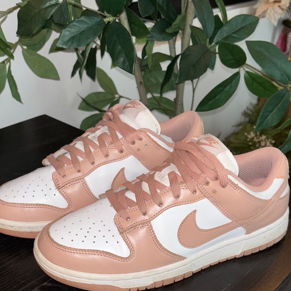 Nike Blush and White Low-Top Sneakers